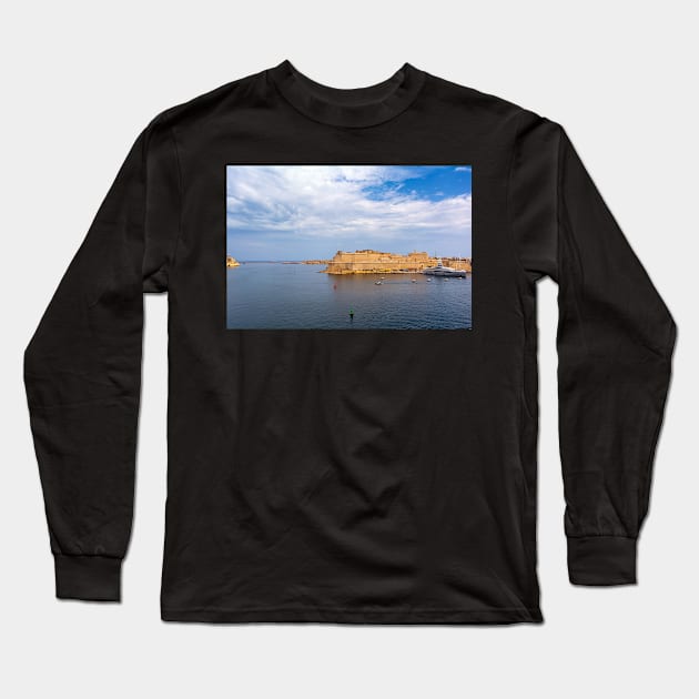 Fort St. Angelo in Birgu Long Sleeve T-Shirt by lena-maximova